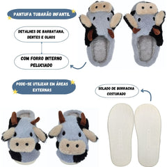 Pantufa Chinelo de Quarto Infantil Menino Menina Boiadeira Vaquejada Inverno Frio - Hover
