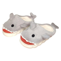 Chinelo Pantufa Baby Shark Tubarão Infantil Cinza Solado de Borracha Inverno Frio