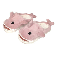 Pantufa Chinelo Infantil Quarto Menina Inverno Solado Borracha Tubarão Baby Shark Rosa Escuro