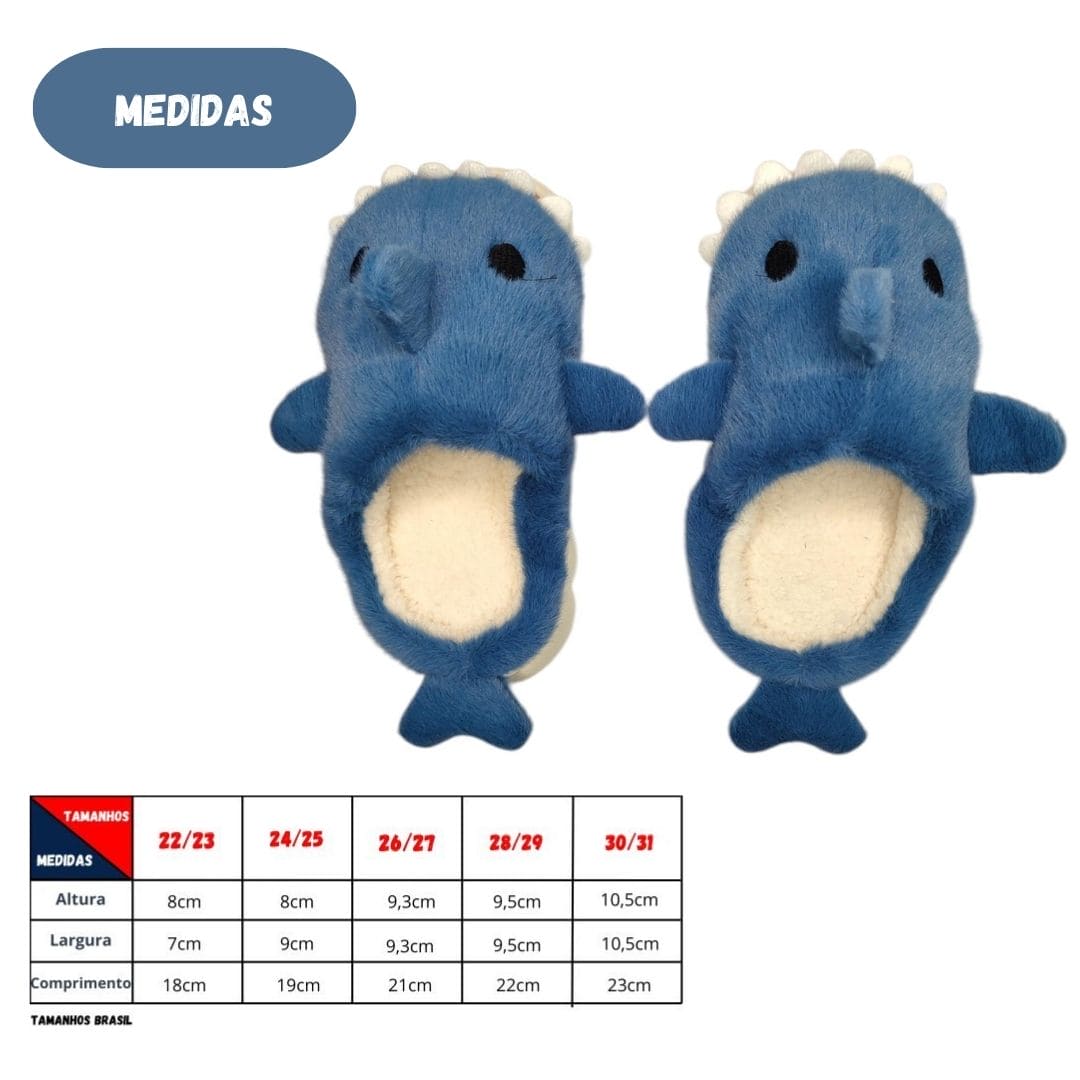 Pantufa Infantil Tubarão Baby Shark Inverno Menino Presente Azul Solado Borracha