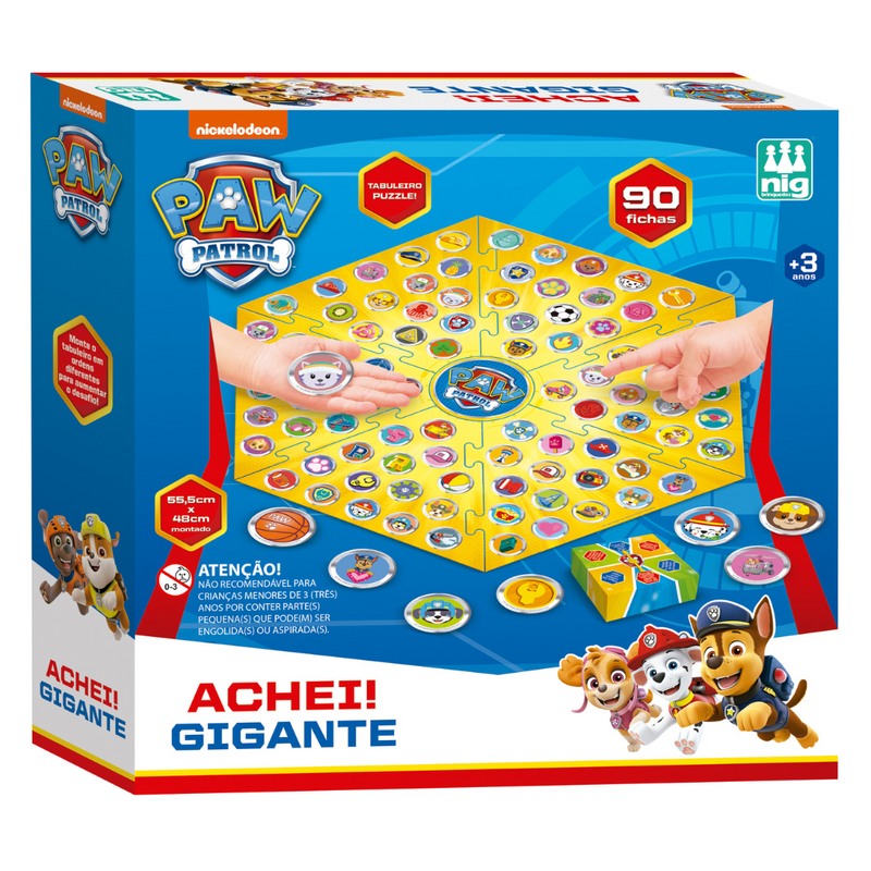 Jogo Achei! Gigante Brinquedo Infantil Patrulha Canina Nig