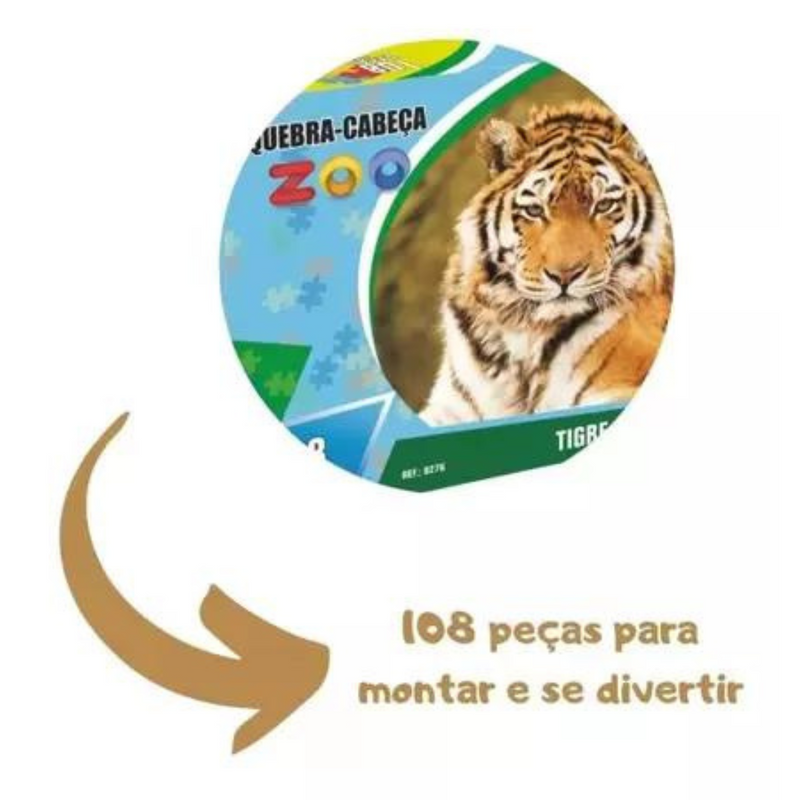 Brinquedo Jogo Q.C ZOO 108 Peças Infantil Quebra Cabeças Nig