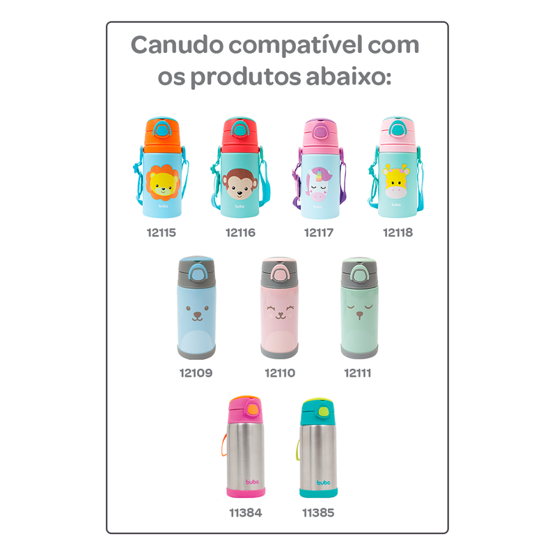 Canudo de Silicone Repositor Garrafas Copos Infantil Kids Buba