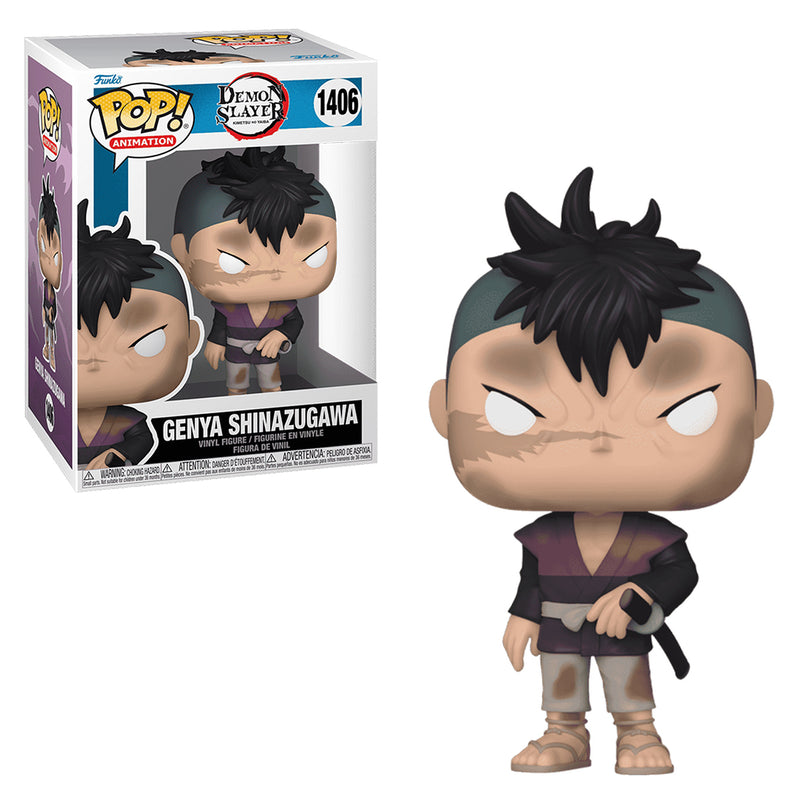 Boneco Funko POP Genya Shinazugawa 1406 Anime Demon Slayer Kimestu no Yaiba Brinquedo Colecionável Presente Coleção Criança