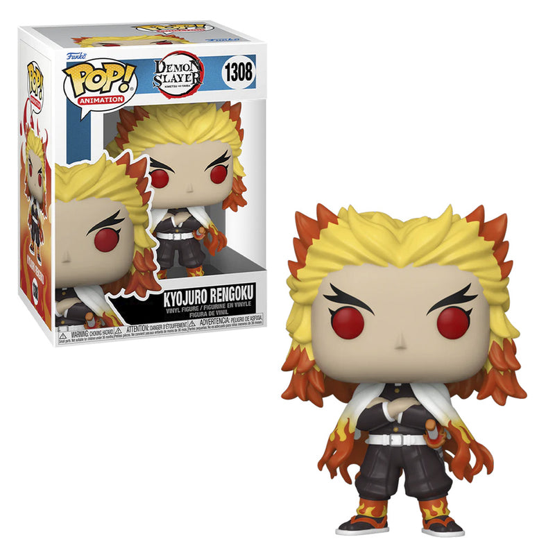 Boneco Funko POP Kyojuro Rengoku 1308 Anime Demon Slayer Kimestu no Yaiba Brinquedo Colecionável Presente Coleção Criança