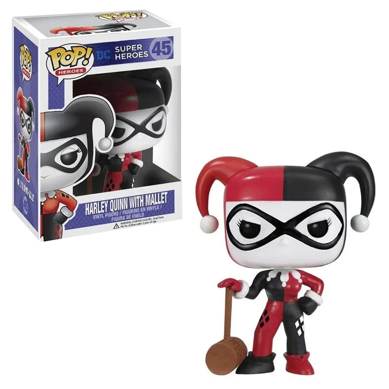 Boneco Funko POP Harley Quinn com Martelo 45 DC Comics Filme Animação Desenho Brinquedo Colecionável Coleção Criança