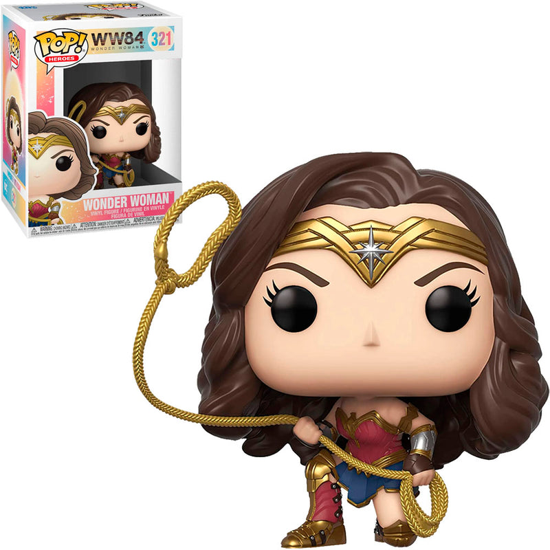 Boneco Funko POP Mulher Maravilha com Laço da Verdade 321 DC Comics Filme Mulher Maravilha 1984 Brinquedo Colecionável Coleção Criança