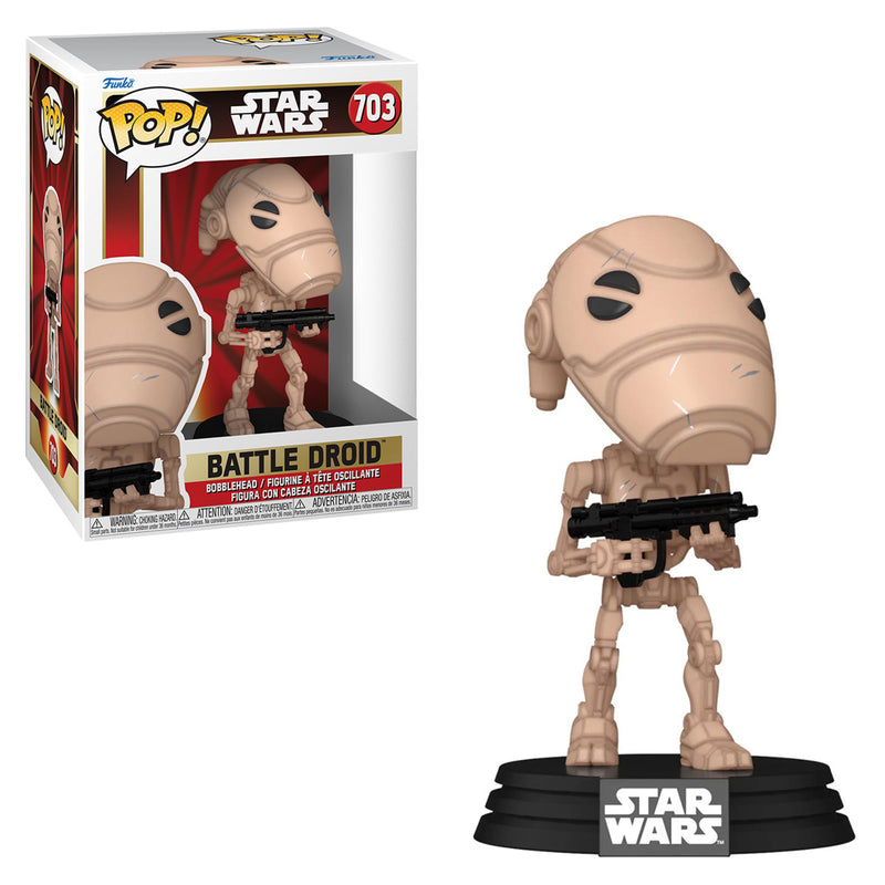 Boneco Funko POP Droide de Batalha 703 Disney Lucas Filmes Filme Star Wars Episódio I Ameaça Fantasma Brinquedo Colecionável Presente Coleção Criança