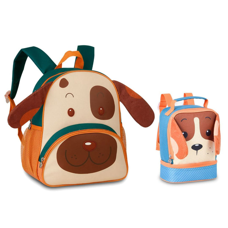 Kit Mochila de Carrinho Laranja Bolsa Mala Lancheira Térmica Duas Alças Escolar Infantil Clio