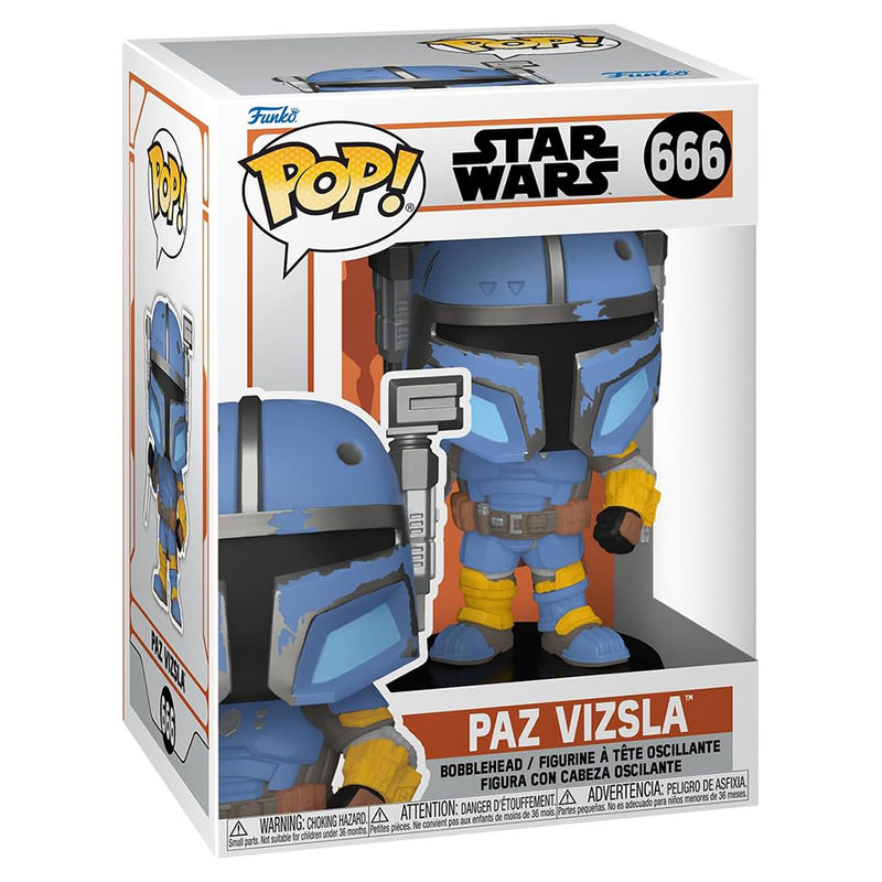 Boneco Funko POP Paz Vizsla 666 Star Wars Disney Série The Mandalorian Brinquedo Colecionável Presente Coleção Criança