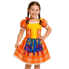 Vestido Fantasia Junina Julina Festa Infantil Manga Curta Menina