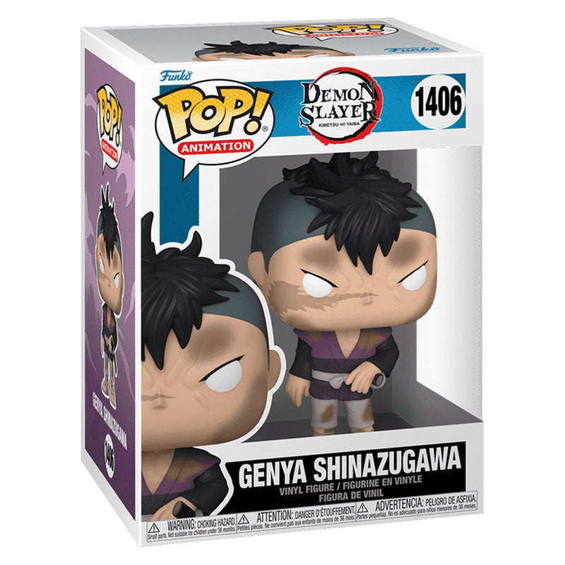 Boneco Funko POP Genya Shinazugawa 1406 Anime Demon Slayer Kimestu no Yaiba Brinquedo Colecionável Presente Coleção Criança