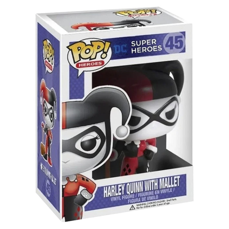 Boneco Funko POP Harley Quinn com Martelo 45 DC Comics Filme Animação Desenho Brinquedo Colecionável Coleção Criança