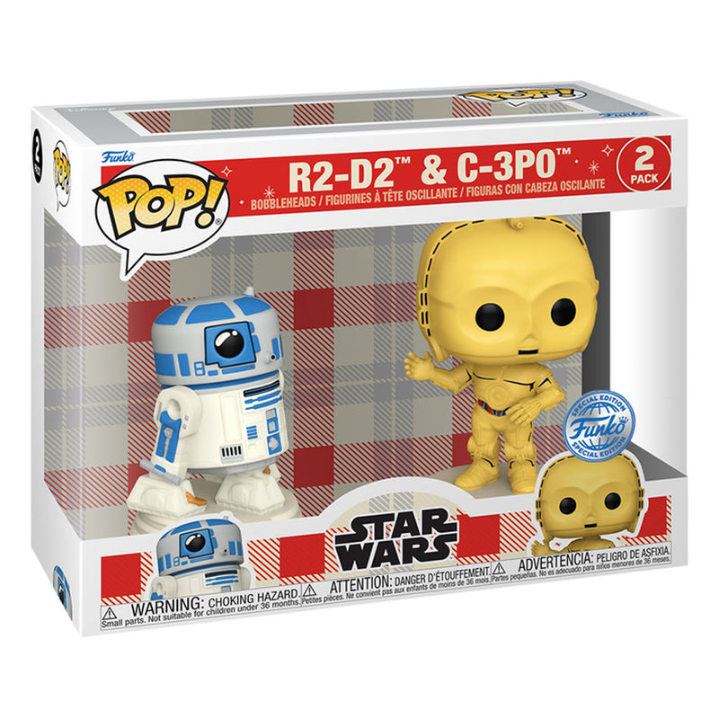 Boneco Funko POP 100Th Anniversary Exclusive - R2-D2 & C3PO RETRO 2-PACK (74477) Star Wars Aniversário Exclusivo Disney Filme Brinquedo Colecionável Presente Coleção Criança