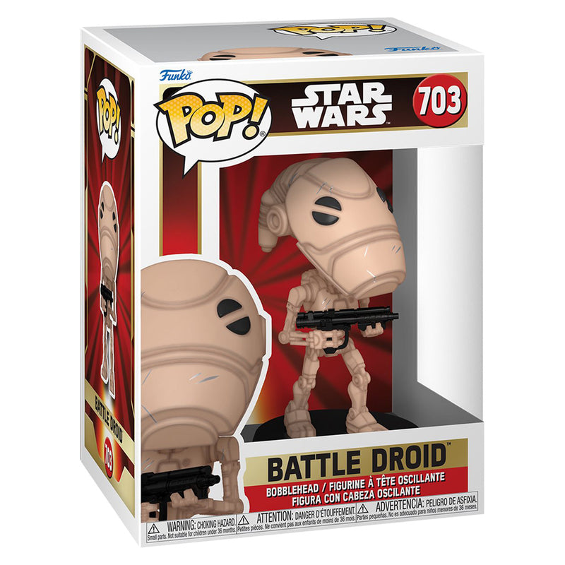 Boneco Funko POP Droide de Batalha 703 Disney Lucas Filmes Filme Star Wars Episódio I Ameaça Fantasma Brinquedo Colecionável Presente Coleção Criança