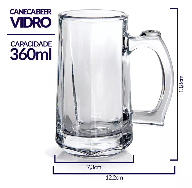 Caneca de Vidro Suco Café Cozinha 360ML Ke Home