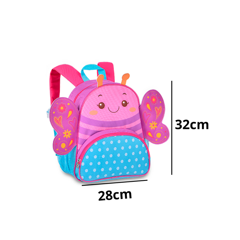 Mochila de Costas Bolsa Mala Borboleta Menina Infantil Criança Rosa Roxo Clio