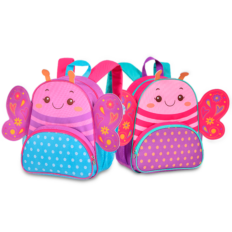 Mochila de Costas Bolsa Mala Borboleta Menina Infantil Criança Rosa Roxo Clio