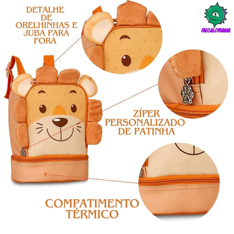 Lancheira Térmica Infantil Bolsa Criança Menino Menina Leão Panda Urso Pets Clio