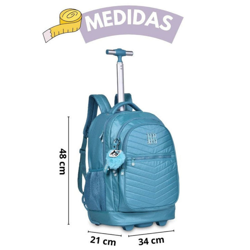 Mochila de Carrinho Mala Bolsa Bagagem Rosa Lilás Verde Rebecca Bonbon Escolar Juvenil Feminino Clio