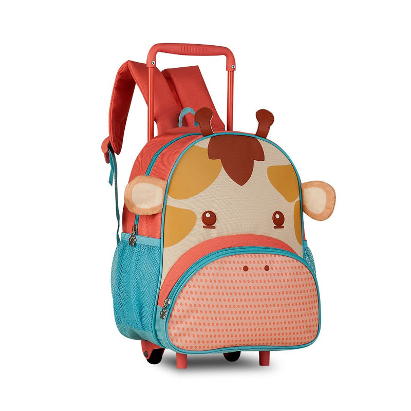 Mochila de Carrinho Rodinha Bolsa Infantil Menina Escolar Volta Aulas Pets Gato Girafa Vaca Clio