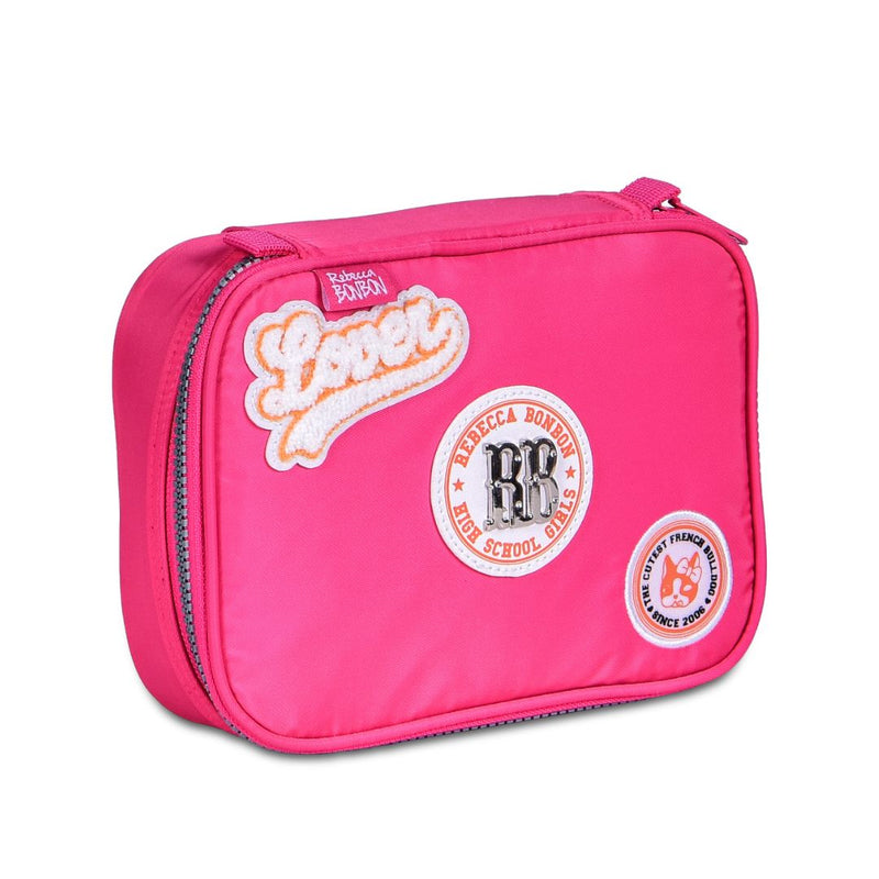 Kit Mochila de Carrinho Mala Bolsa Lancheira Térmica Duas Alças Rosa Escolar Meninas Juvenil Rebecca Bonbon Clio