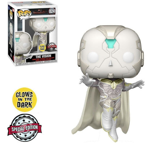 Boneco Funko Pop Marvel Visão Wandavision The Vision 824 Glows Avengers Vingadores Coleção Brinquedo Presente Criança