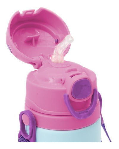 Garrafa Garrafinha Alumínio Infantil Menina Menino Silicone Buba - Rosa