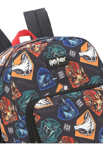 Mochila de Costas Bolsa Escolar Harry Potter com Brasão de Grifinória Sonserina Luffa Luffa Corvinal Hogwarts Warner Bro