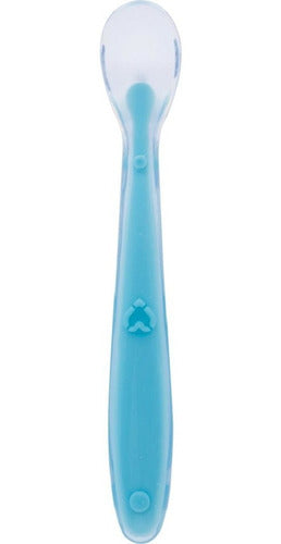 Colher De Silicone Para Bebe Crianças Buba Baby Kids - Azul