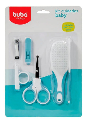 Kit Cuidados Bebê Baby Neném Escova Pente Tesoura Buba - Azul 5239