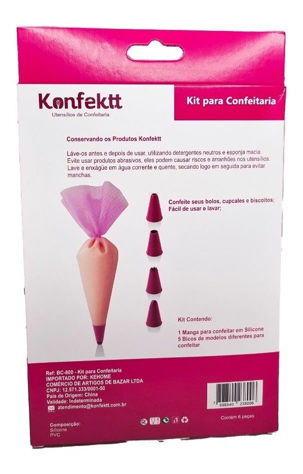 Kit 5 Bico Confeitaria Silicone Bolo Cozinha Festa Decoração Ke Home