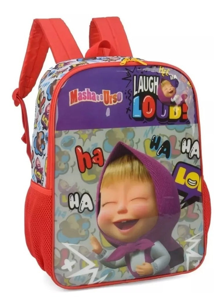 Mochila de Costas Escolar Infantil Feminina Masha e Urso - Luxcel