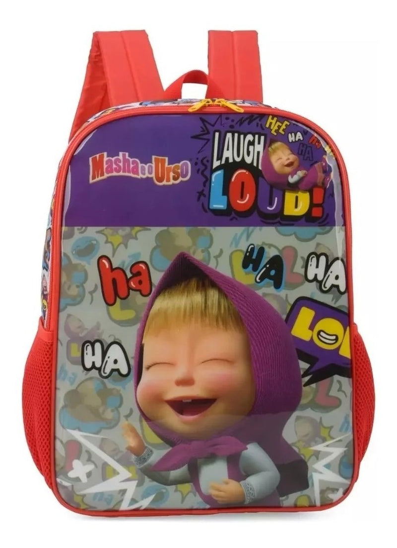 Mochila de Costas Escolar Infantil Feminina Masha e Urso - Luxcel