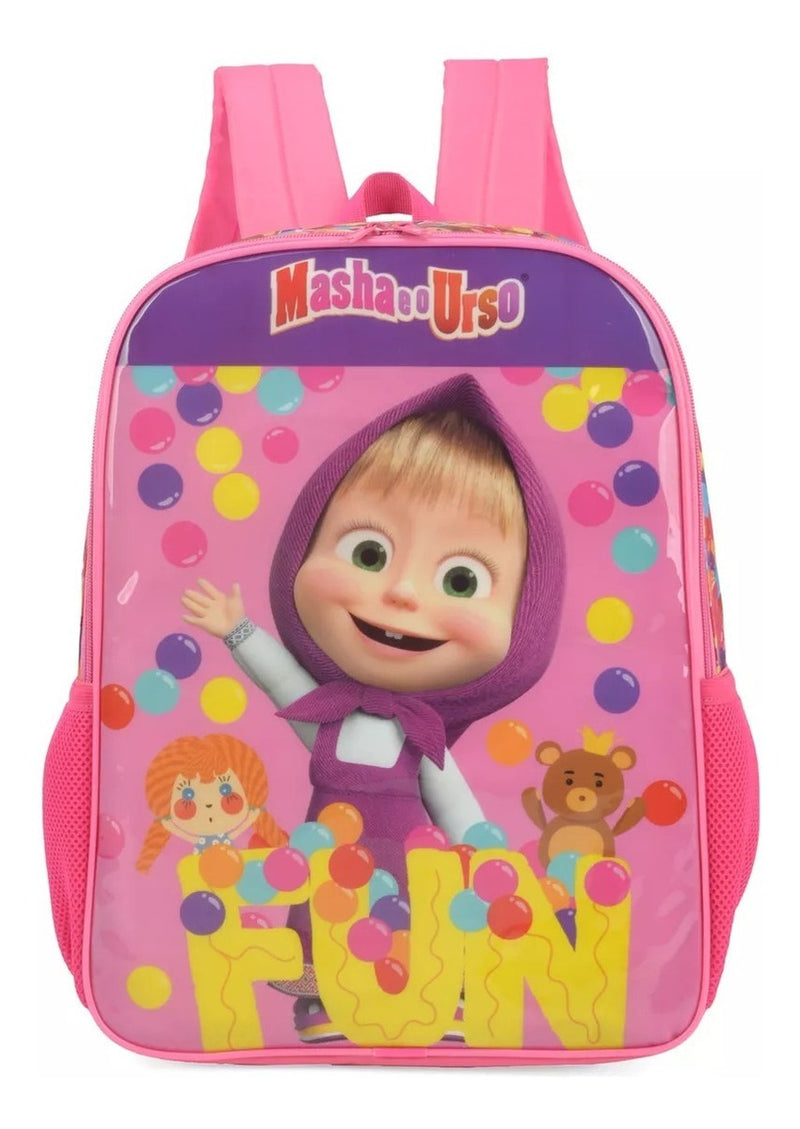 Mochila de Costas Infantil Masha E Urso Rosa Escolar Menina - Luxcel