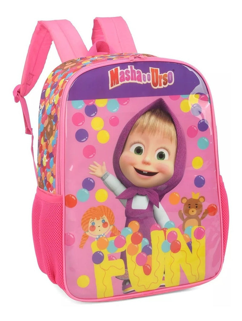 Mochila de Costas Infantil Masha E Urso Rosa Escolar Menina - Luxcel