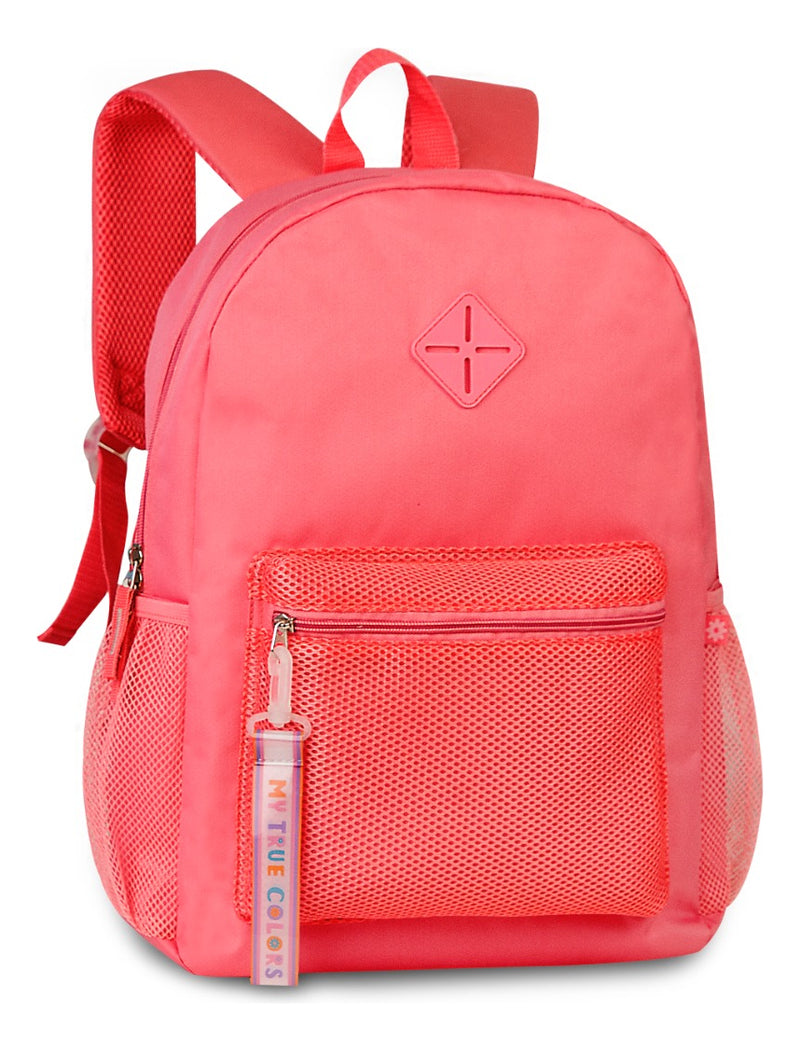 Mochila de Costas 17'' Juvenil Escolar Rosa Cores Pastel Menina - Clio