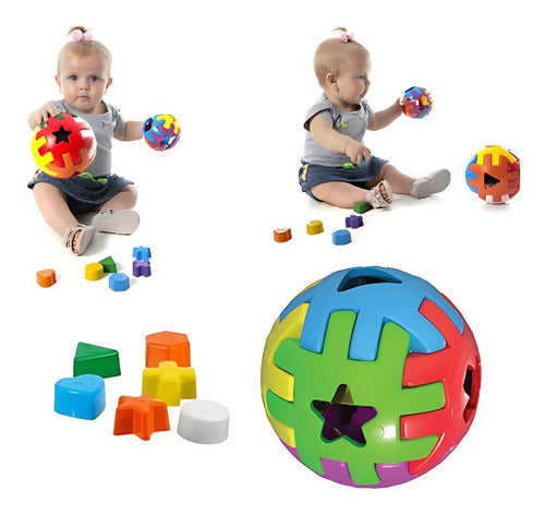 Brinquedo Educativo de Encaixar Bola M Formas Didático Infantil Crianças Kendy