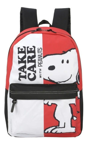 Mochila de Costas Infantil Juvenil Snoopy Peanut Escolar Vermelha - Luxcel