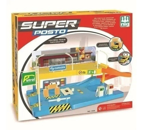 Brinquedo Super Posto Gasolina Rampa Elevador Lava Rápido Nig