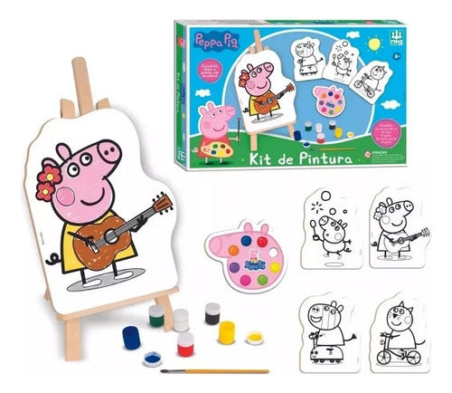 Kit Pintura Peppa Pig Cavalete Infantil Brinquedos Tinta Nig