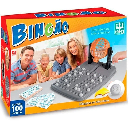 Jogo Bingo Bingão 100 Cartelas Globo Giratório Nig Brinquedo