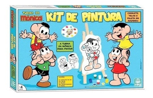 Kit Quadros De Pintura Infantil Turma Da Monica Cavalete Nig