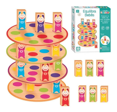 Jogo Didático Infantil Equilibra Bebês Nig Brinquedo Madeira