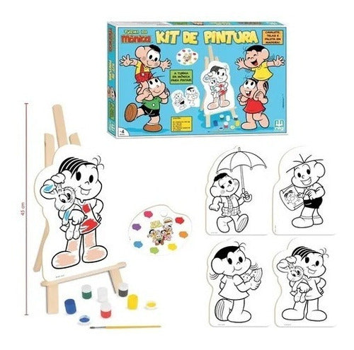 Kit Quadros De Pintura Infantil Turma Da Monica Cavalete Nig