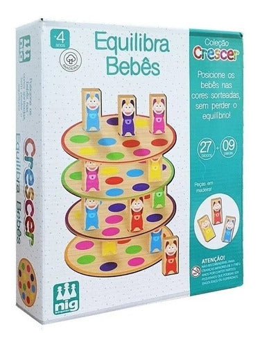 Jogo Didático Infantil Equilibra Bebês Nig Brinquedo Madeira