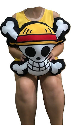 Almofada 3D Caveira One Piece Mugiwara Piratas Chapéu Palha - Megalonania