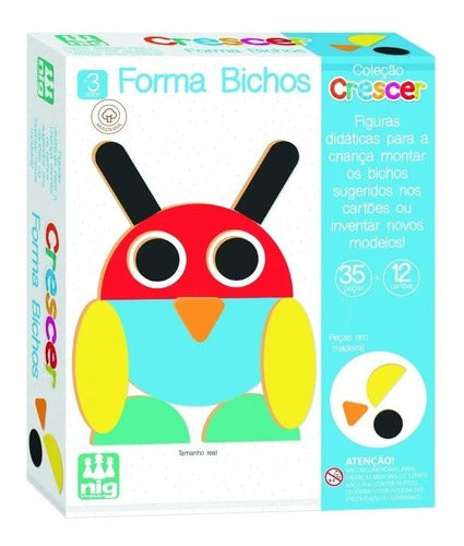 Jogo Educativo Infantil Forma Bichos Nig Brinquedos Peças Nig