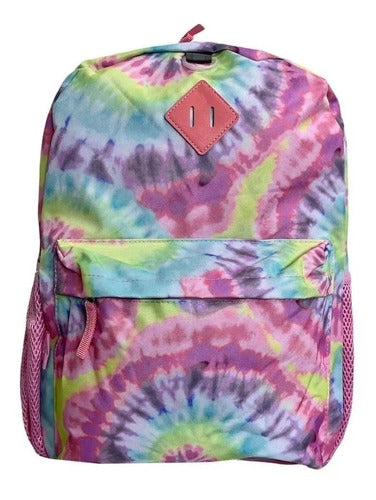 Mochila de Costas Escolar Juvenil Feminina Colorida Espaçosa Tie Dye - Luxcel