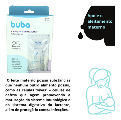 Kit 25 Sacos para Armazenar Leite Materno Congelar 200 ml Bebê Kids - Buba